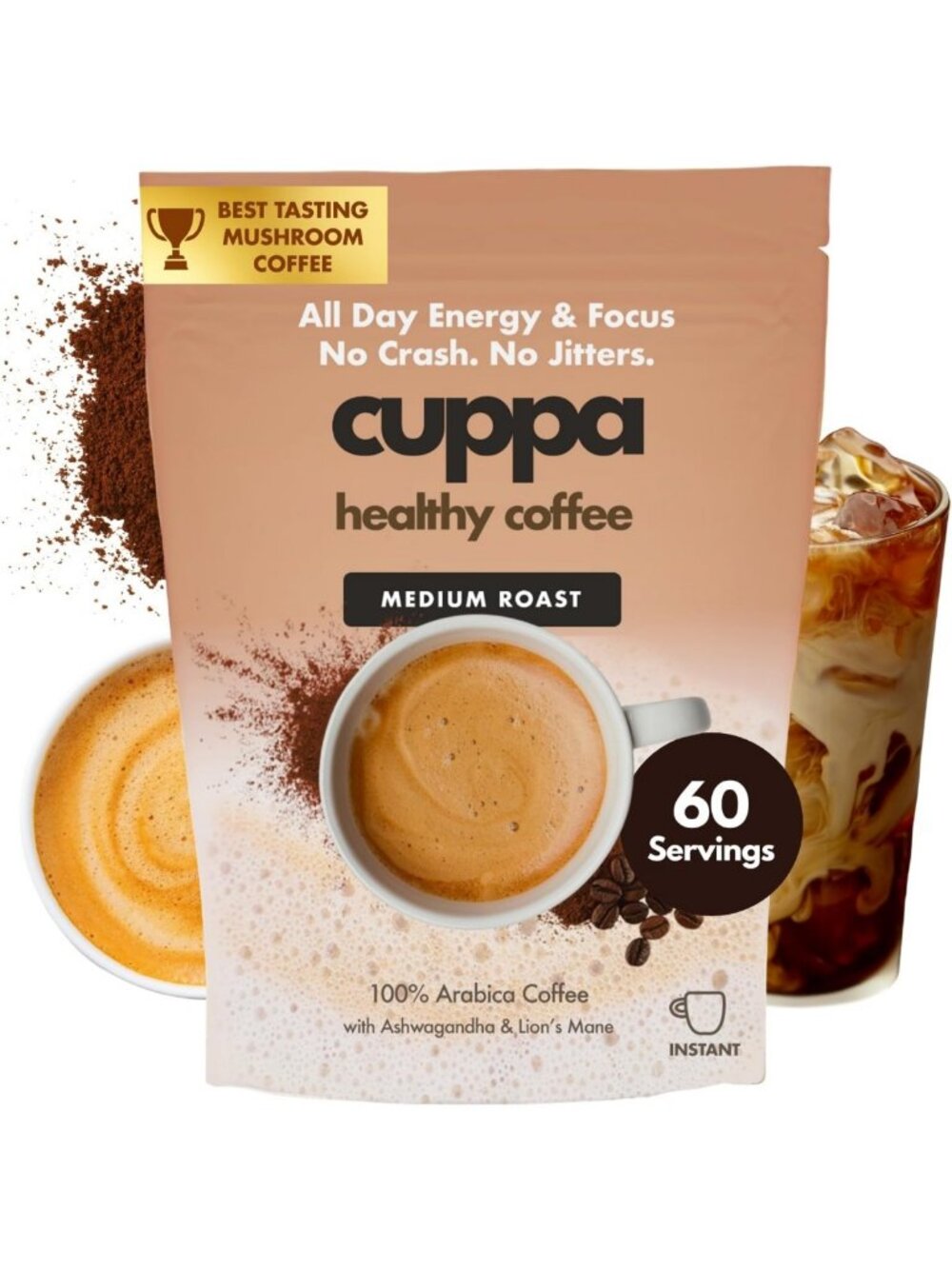 Medium Roast Coffee with Mushrooms & Superfoods for Energy, Focus & Gut Health